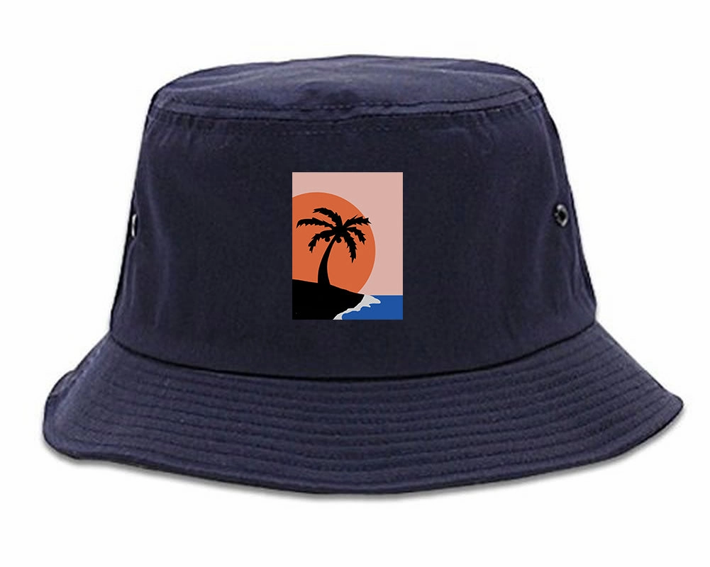 Sunset Palm Tree Vacation Mens Bucket Hat
