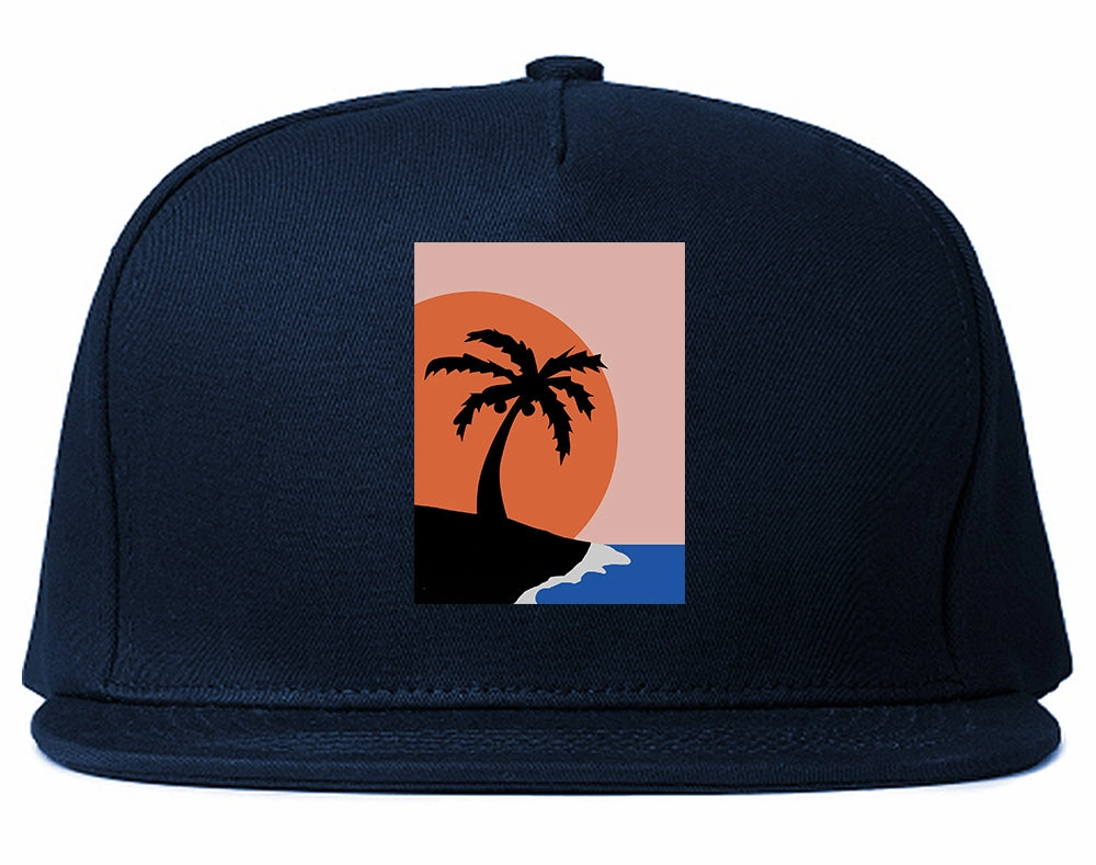 Sunset Palm Tree Vacation Mens Snapback Hat