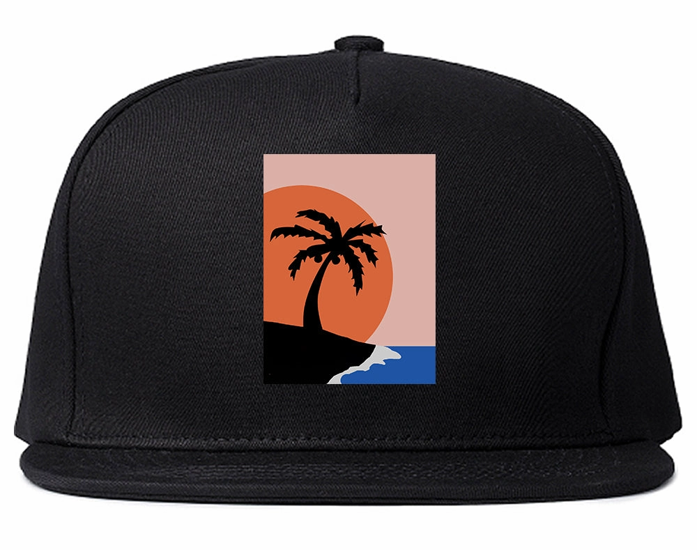 Sunset Palm Tree Vacation Mens Snapback Hat