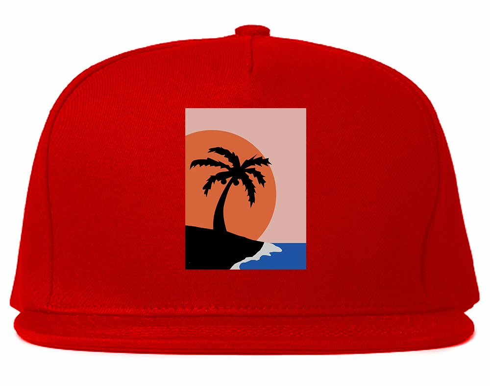 Sunset Palm Tree Vacation Mens Snapback Hat