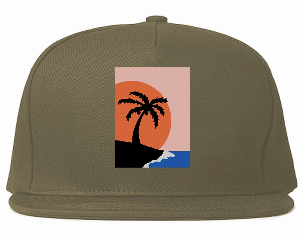 Sunset Palm Tree Vacation Mens Snapback Hat