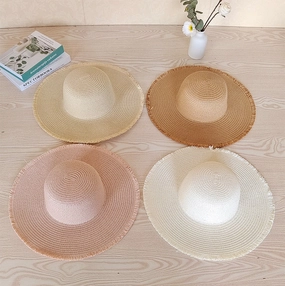Tassel Fringe Straw Hat Wide Brim Sun Protection Beach Hat spring-straw-hat