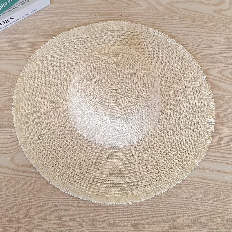 Tassel Fringe Straw Hat Wide Brim Sun Protection Beach Hat