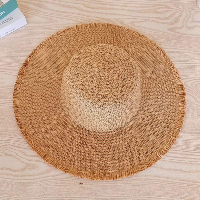 Tassel Fringe Straw Hat Wide Brim Sun Protection Beach Hat