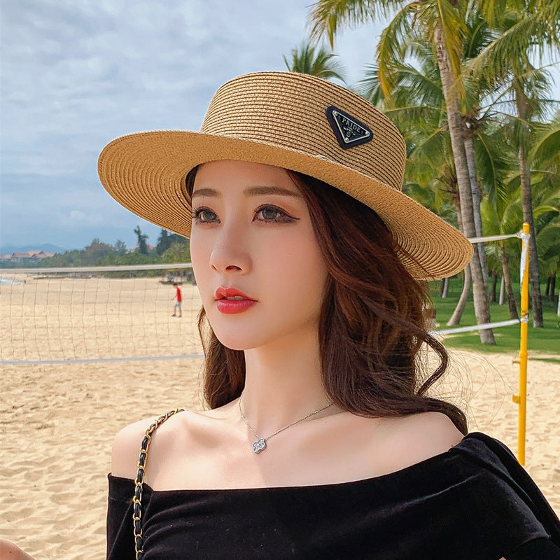 Trending Spring Autumn Straw Hat Summer Women Flat Brim British Jazz Sun spring-straw-hat