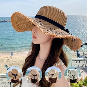 Trendy Summer Large Brim Letter Embroidered Straw Hat spring-straw-hat
