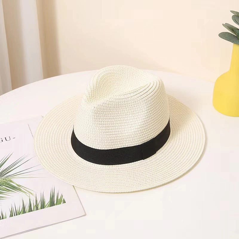 Unisex Summer Sun Protection Straw Wide Brim Beach Hat Panama