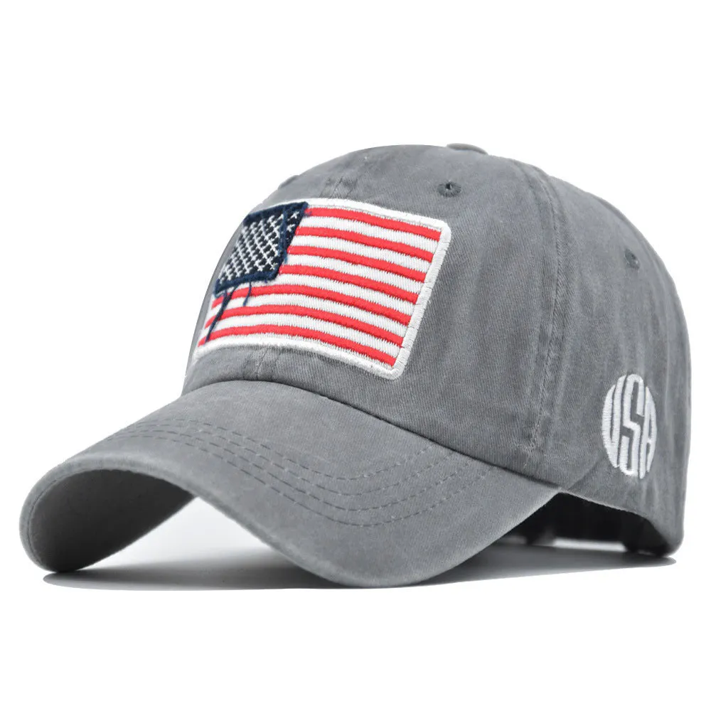 US Flag Washed Baseball Cap