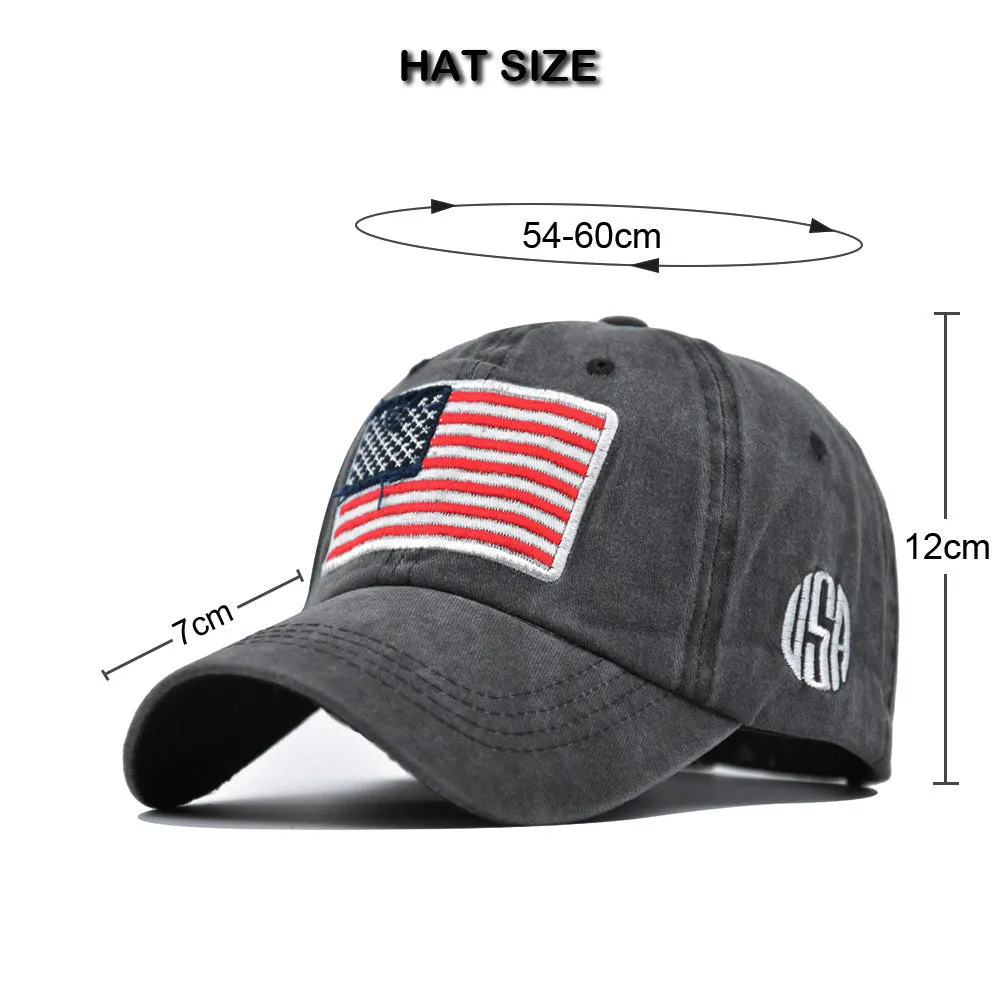 US Flag Washed Baseball Cap