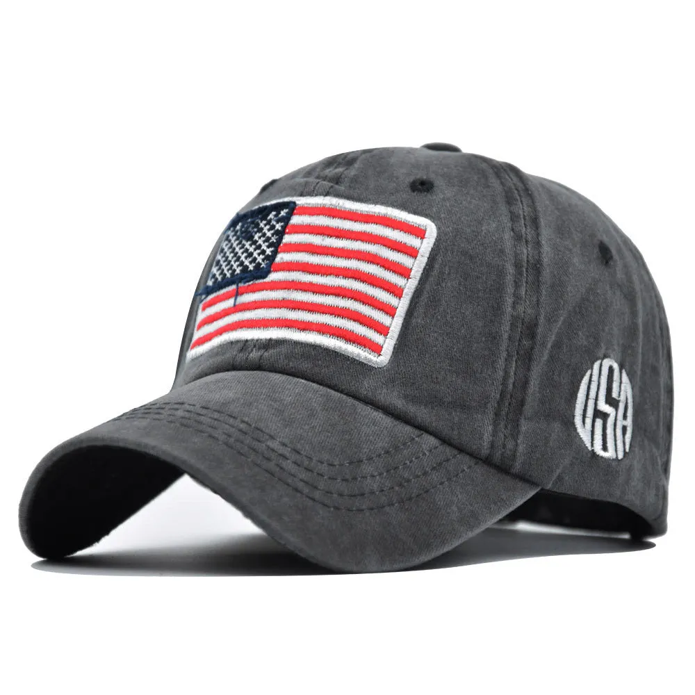US Flag Washed Baseball Cap