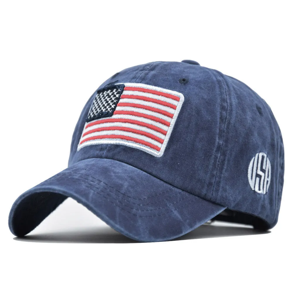 US Flag Washed Baseball Cap