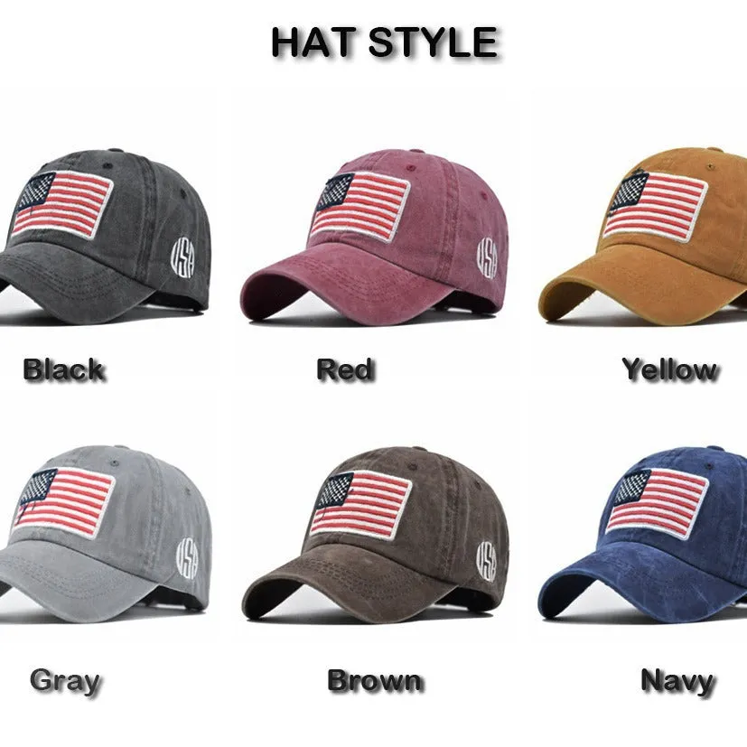 US Flag Washed Baseball Cap