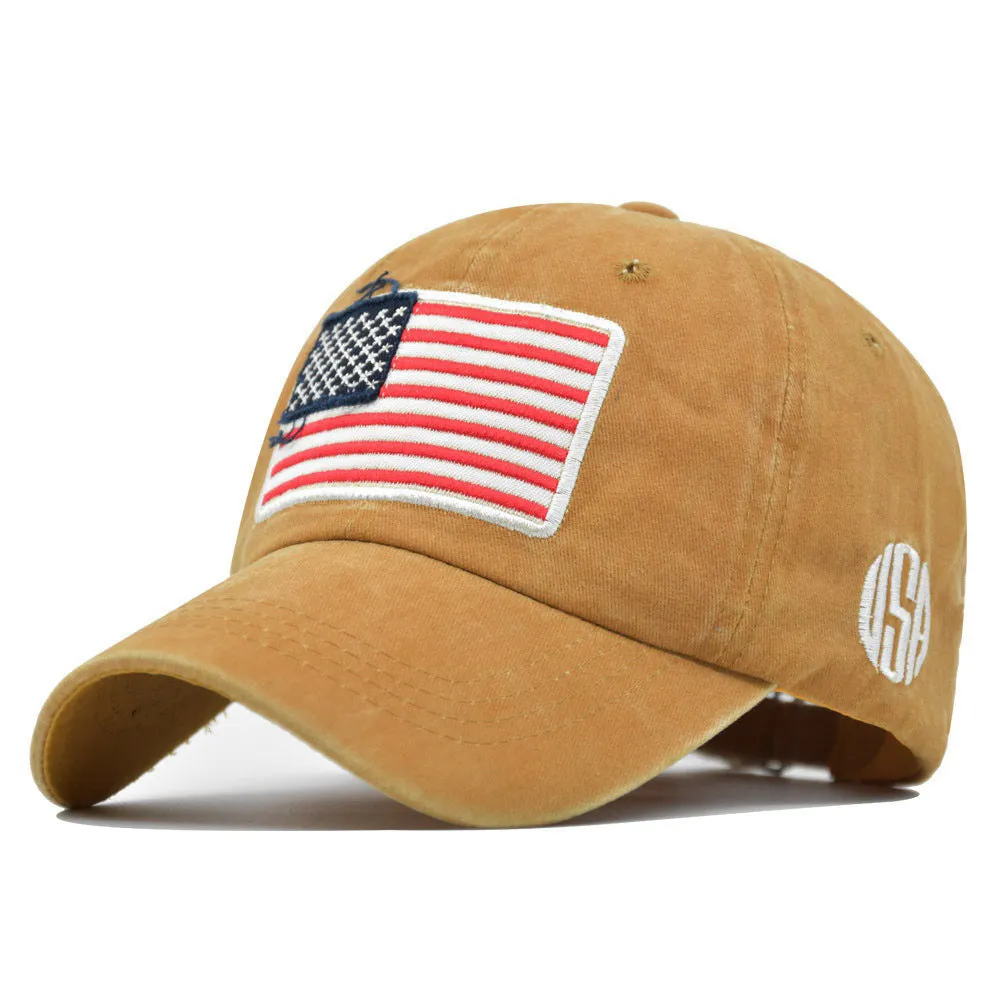 US Flag Washed Baseball Cap