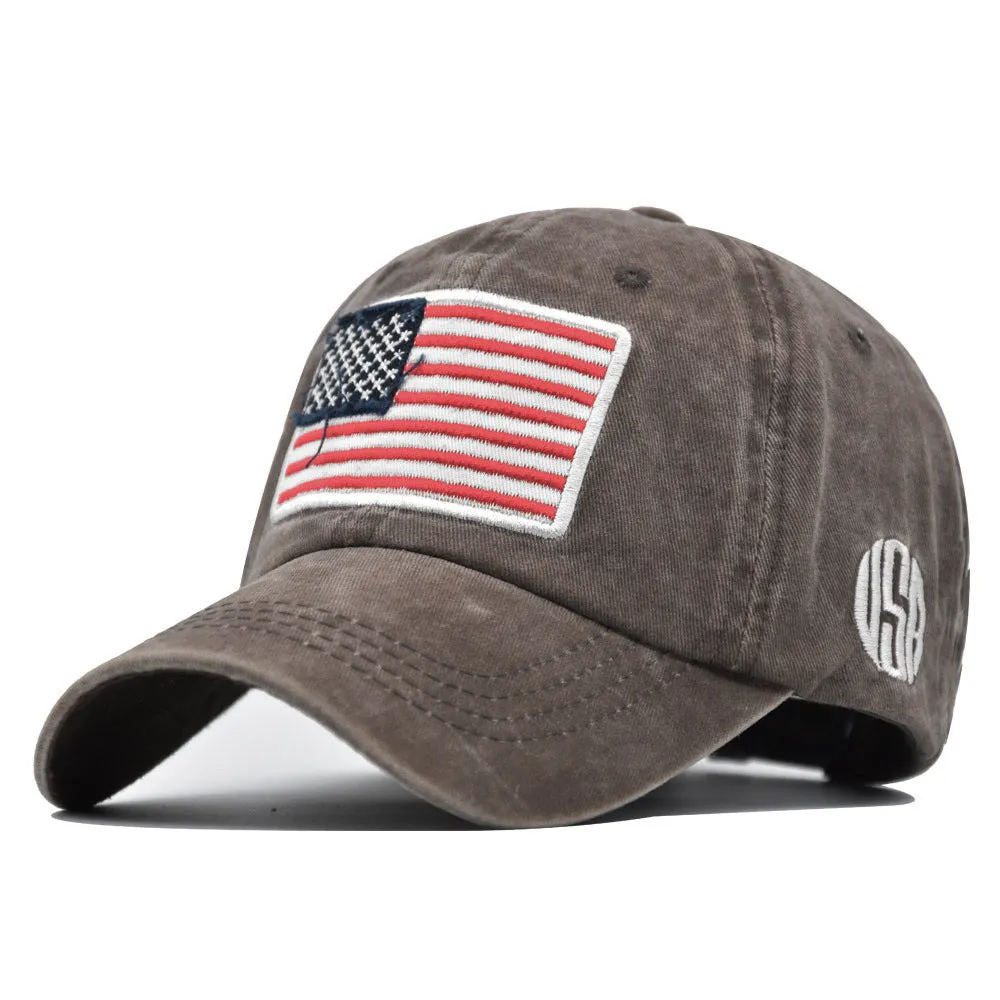 US Flag Washed Baseball Cap