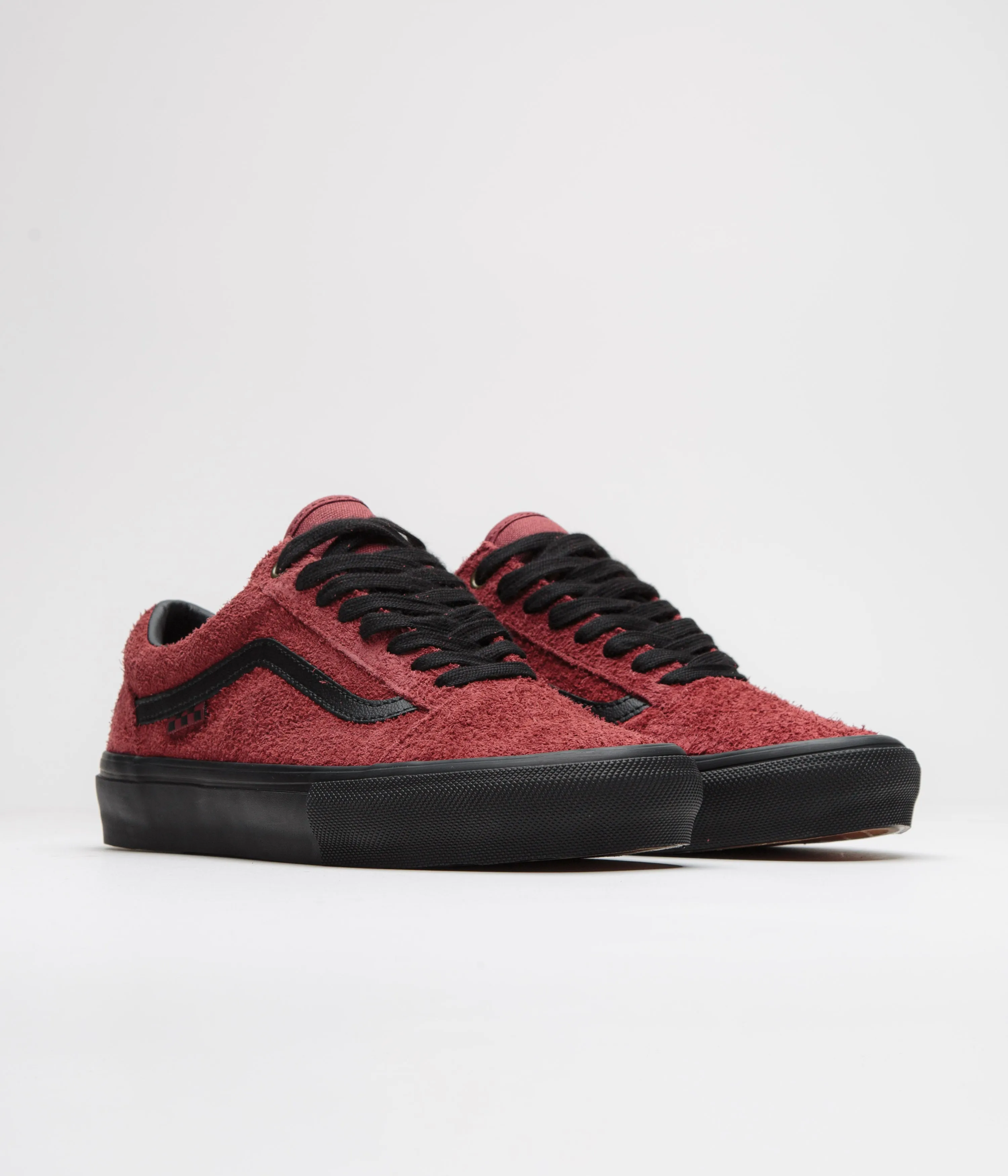 Vans Skate Old Skool Schuhe - Rauhleder Schwarz / Burgunderrot Vans