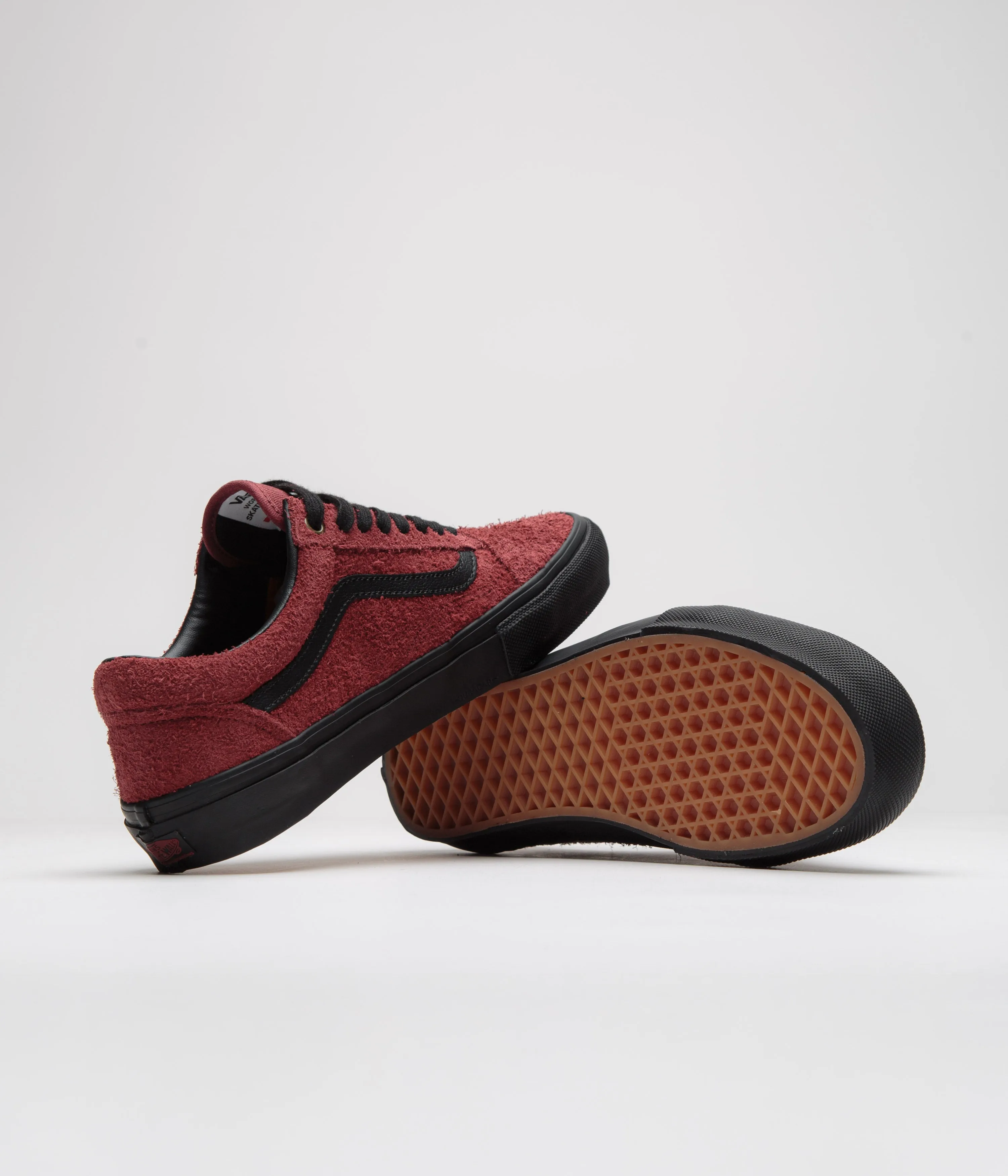 Vans Skate Old Skool Schuhe - Rauhleder Schwarz / Burgunderrot Vans
