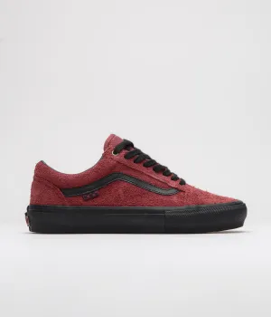 Vans Skate Old Skool Schuhe - Rauhleder Schwarz / Burgunderrot Vans