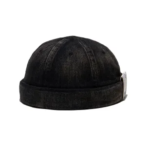 VINTAGE DENIM ROLL CAP - Black casual-baseball-cap