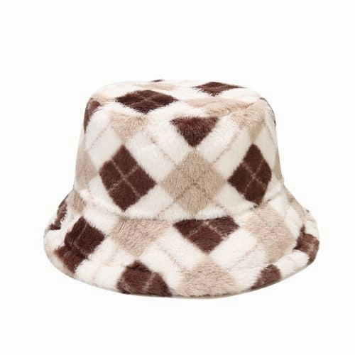 Vintage Rhombuses Fur Bucket Hat