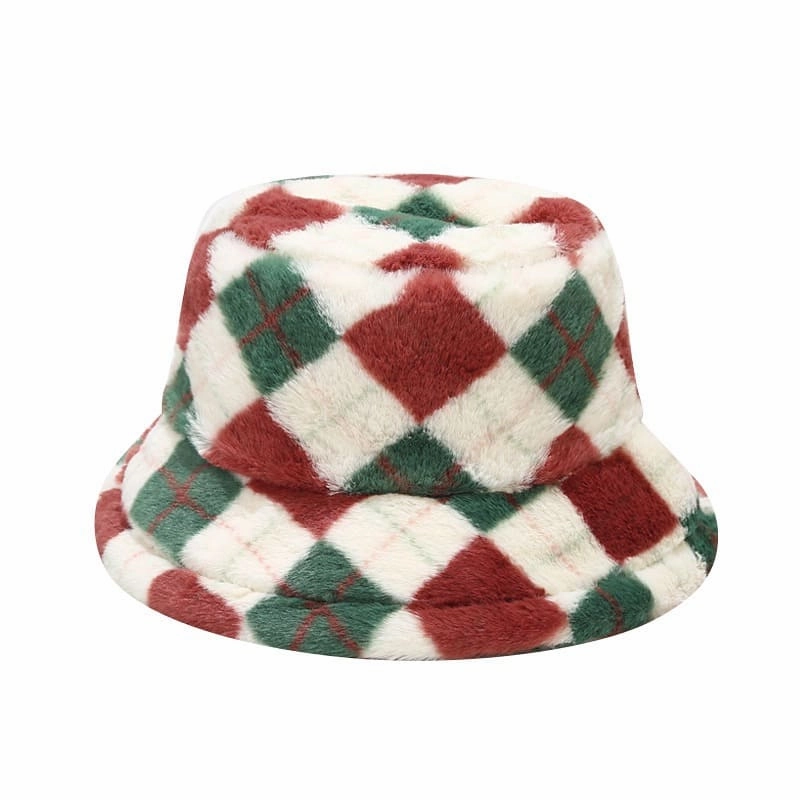 Vintage Rhombuses Fur Bucket Hat