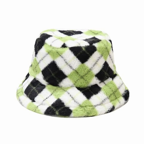 Vintage Rhombuses Fur Bucket Hat