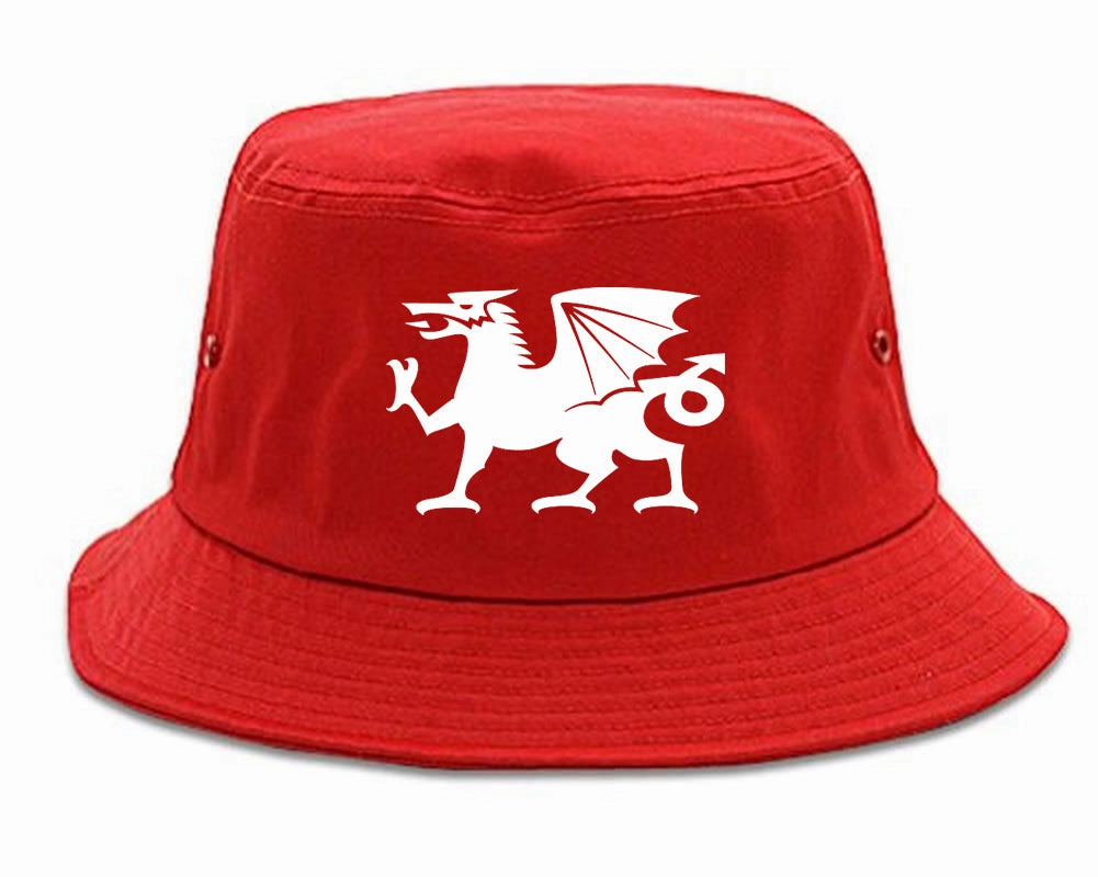Wales Flag Dragon Symbol Mens Bucket Hat
