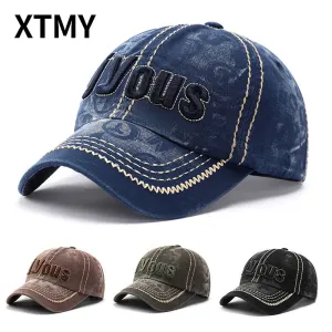 Washed Denim Letter Embroidered Sun Protection Baseball Cap casual-baseball-cap