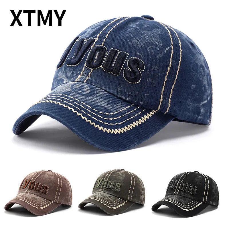 Washed Denim Letter Embroidered Sun Protection Baseball Cap casual-baseball-cap