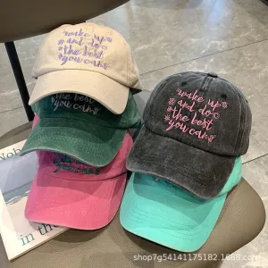 Washed Letter Embroidery Baseball Cap casual-baseball-cap