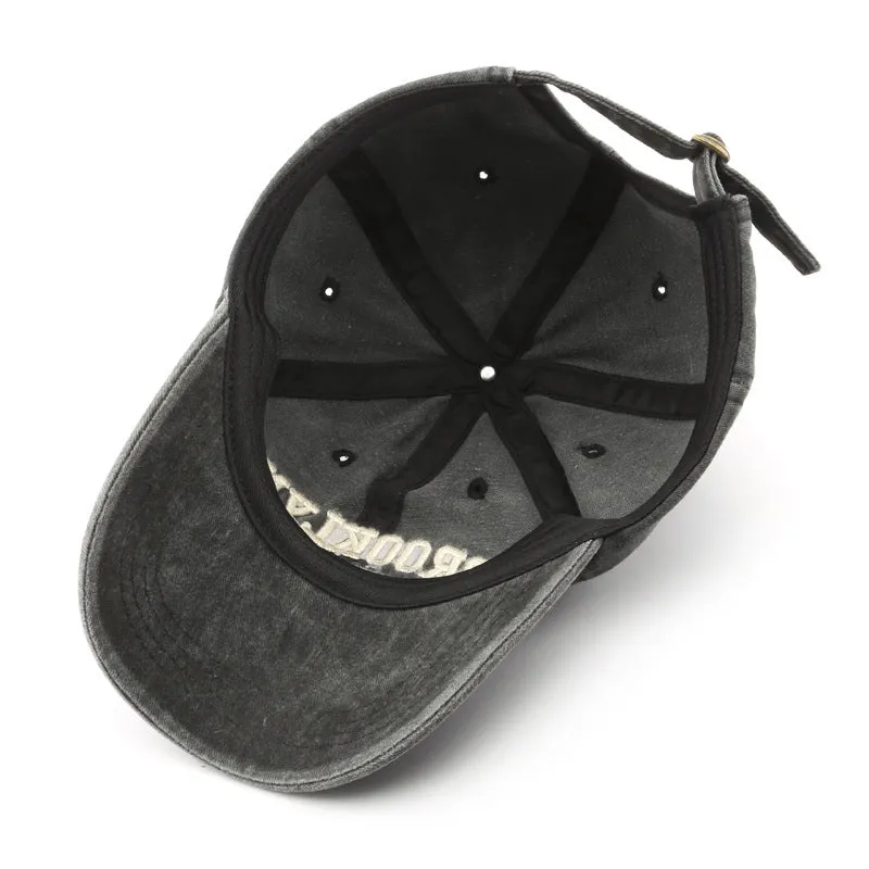 Washed Letter Embroidery Cap Outdoor