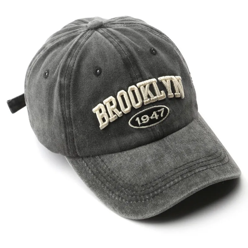 Washed Letter Embroidery Cap Outdoor