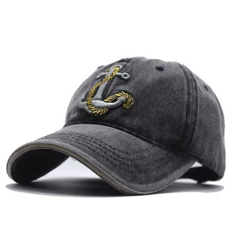 Washed Soft Top Anchor Embroidered Cap
