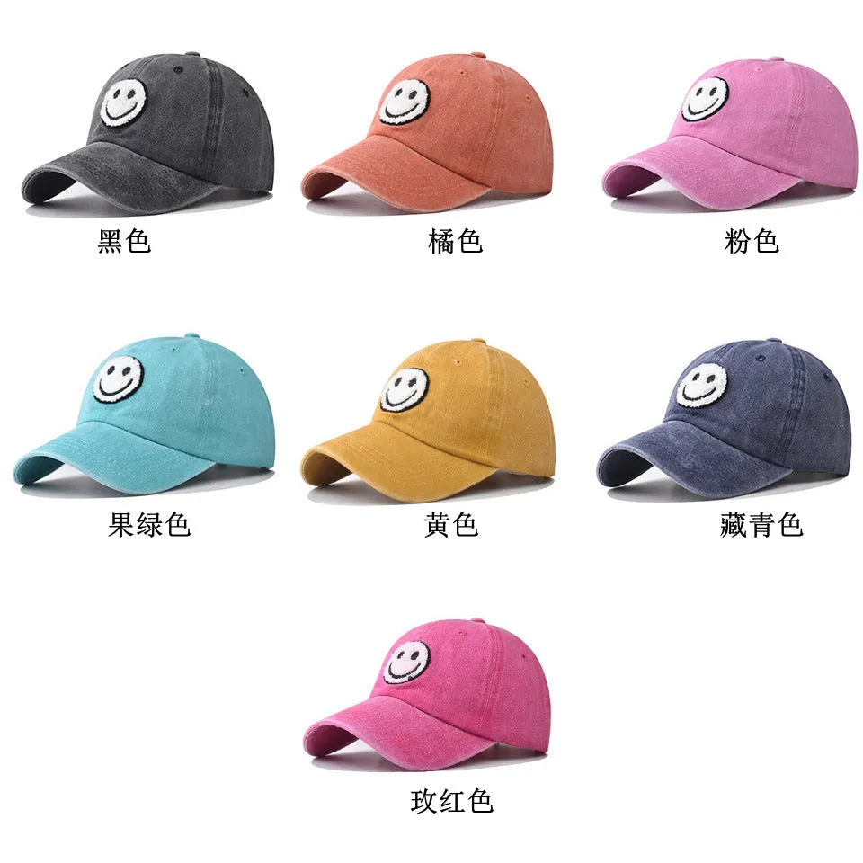 Washed Vintage Smiley Patch Baseball Cap