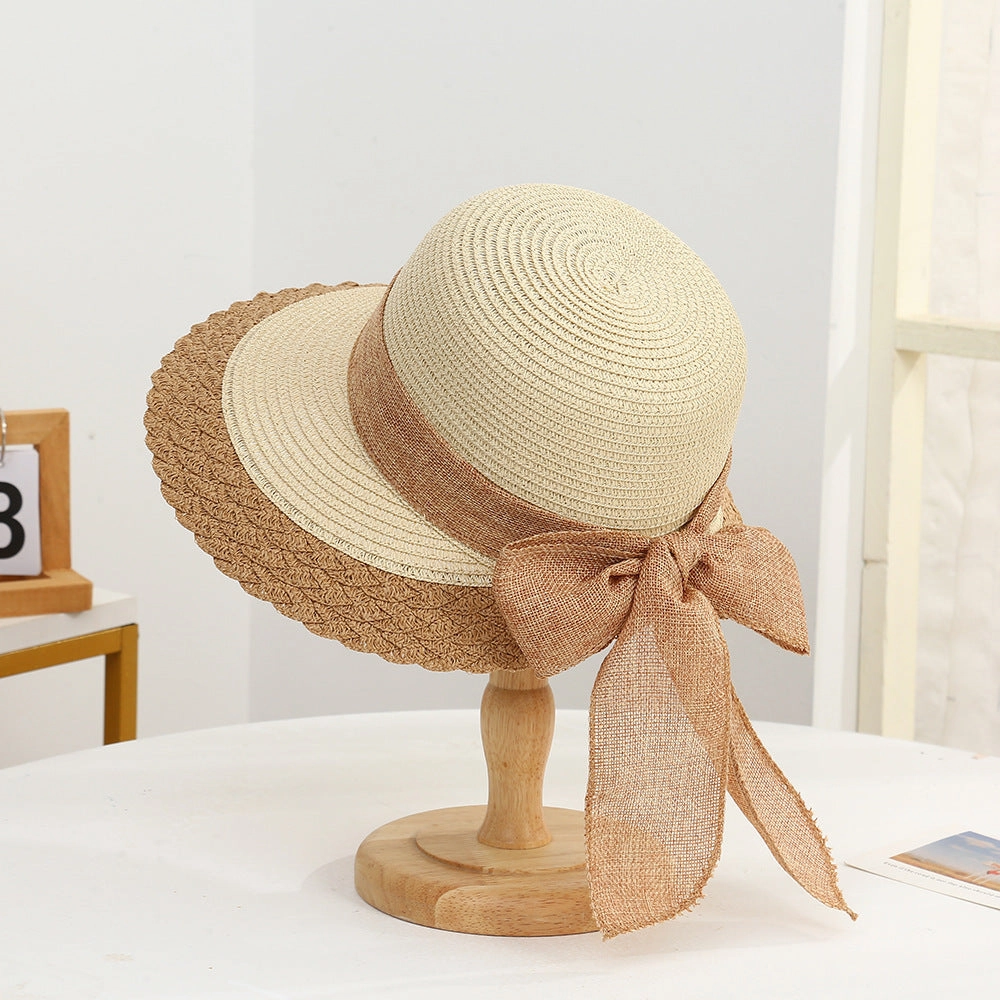 Wave-Edge Bow Wide-Brim Hat