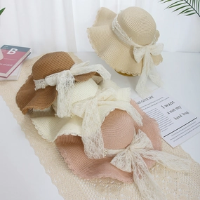 Wavy-Edge Floral Straw Hat spring-straw-hat