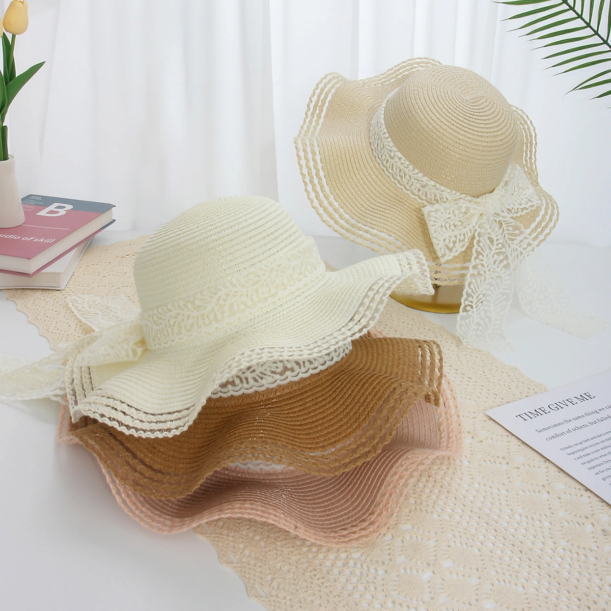 Wavy Floral Straw Hat Women Summer spring-straw-hat
