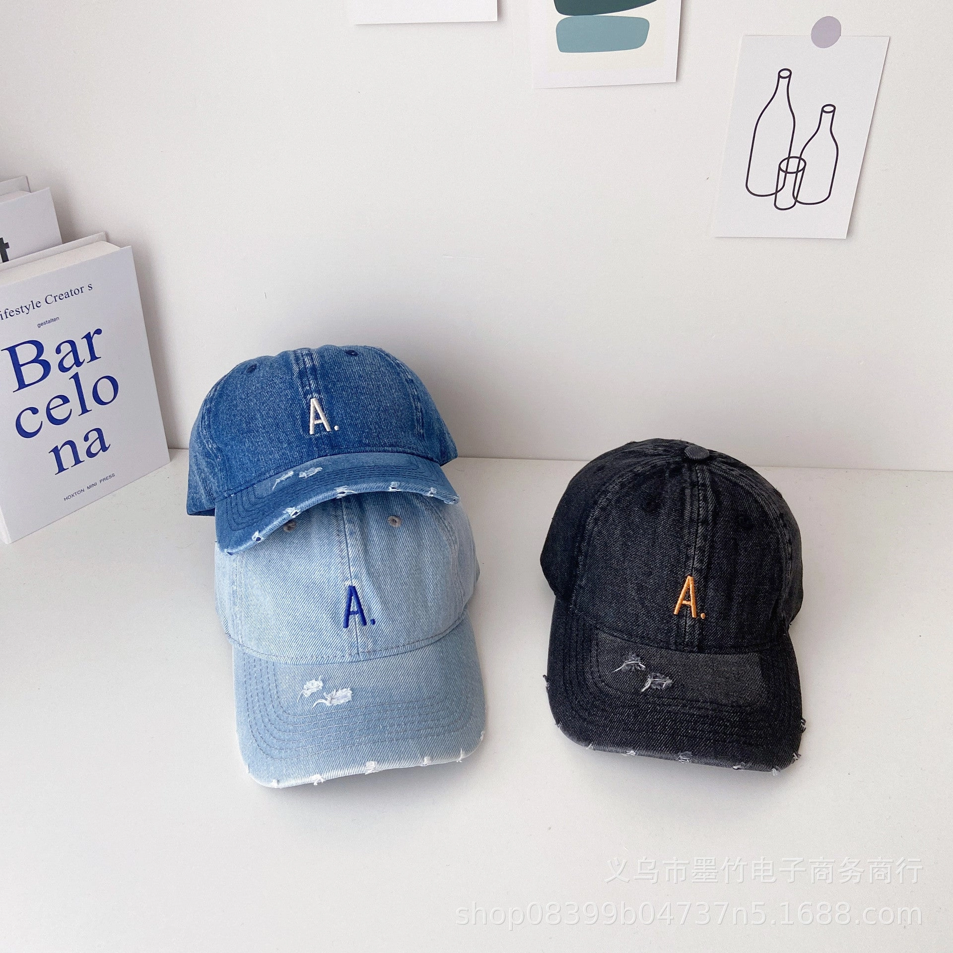 Wholesale A Letter Embroidery Denim Baseball Cap
