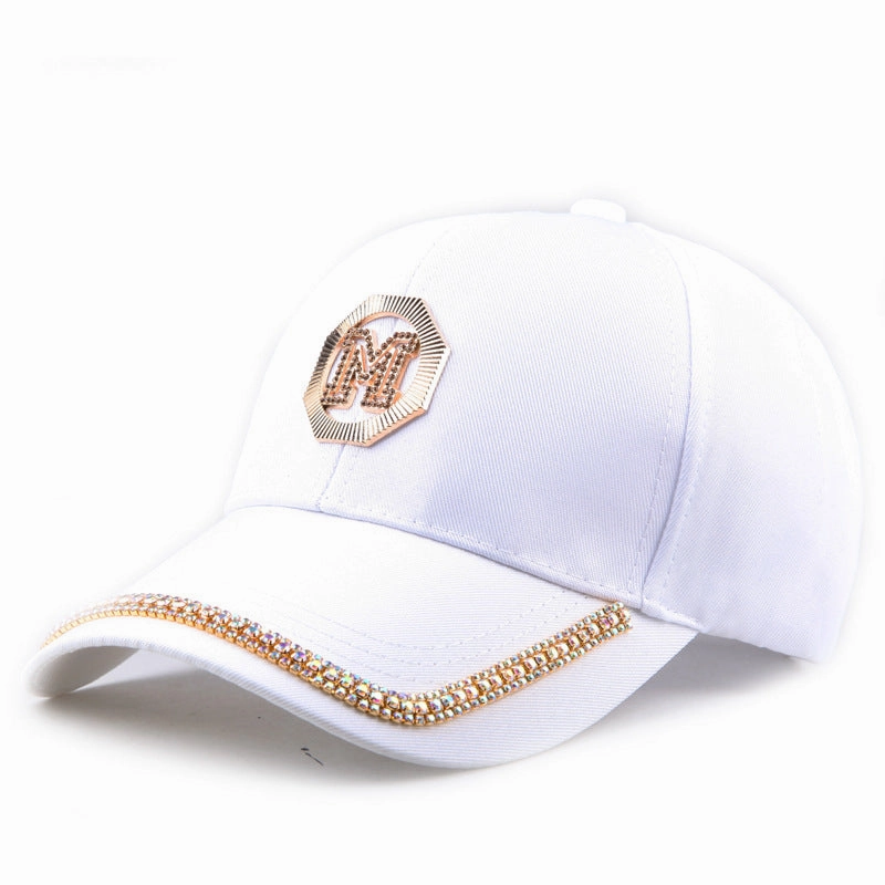 Wholesale Acrylic Diamond M Standard Visor Baseball Cap