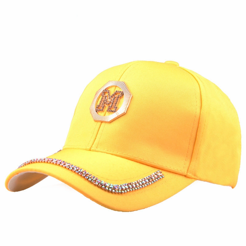 Wholesale Acrylic Diamond M Standard Visor Baseball Cap
