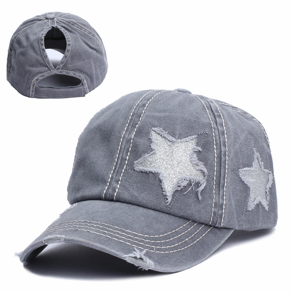 Wholesale Acrylic Fiber Boss Recommend Doing Old Ripped Five-Star Baseball Cap
