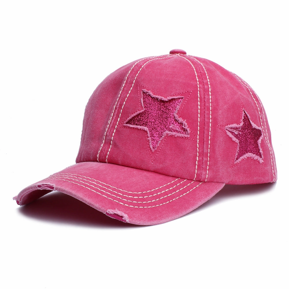 Wholesale Acrylic Fiber Boss Recommend Doing Old Ripped Five-Star Baseball Cap