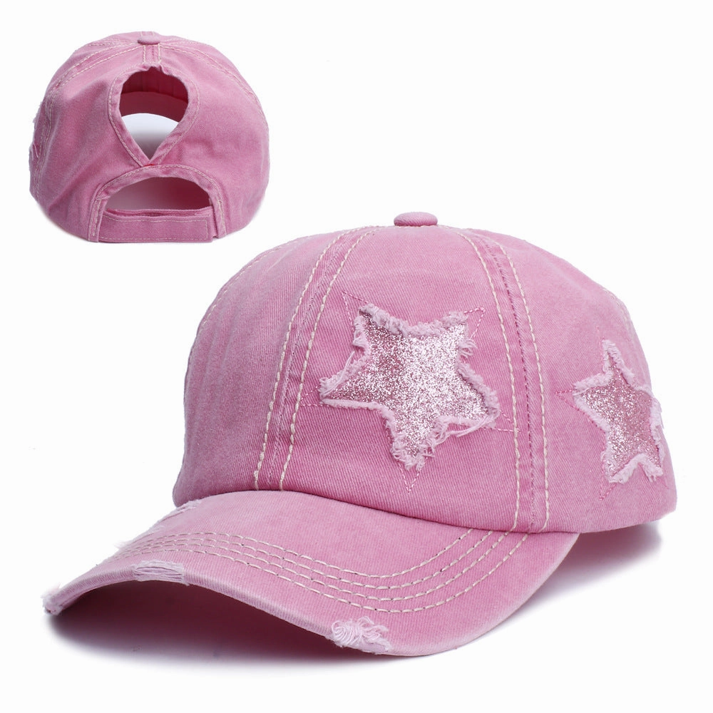 Wholesale Acrylic Fiber Boss Recommend Doing Old Ripped Five-Star Baseball Cap