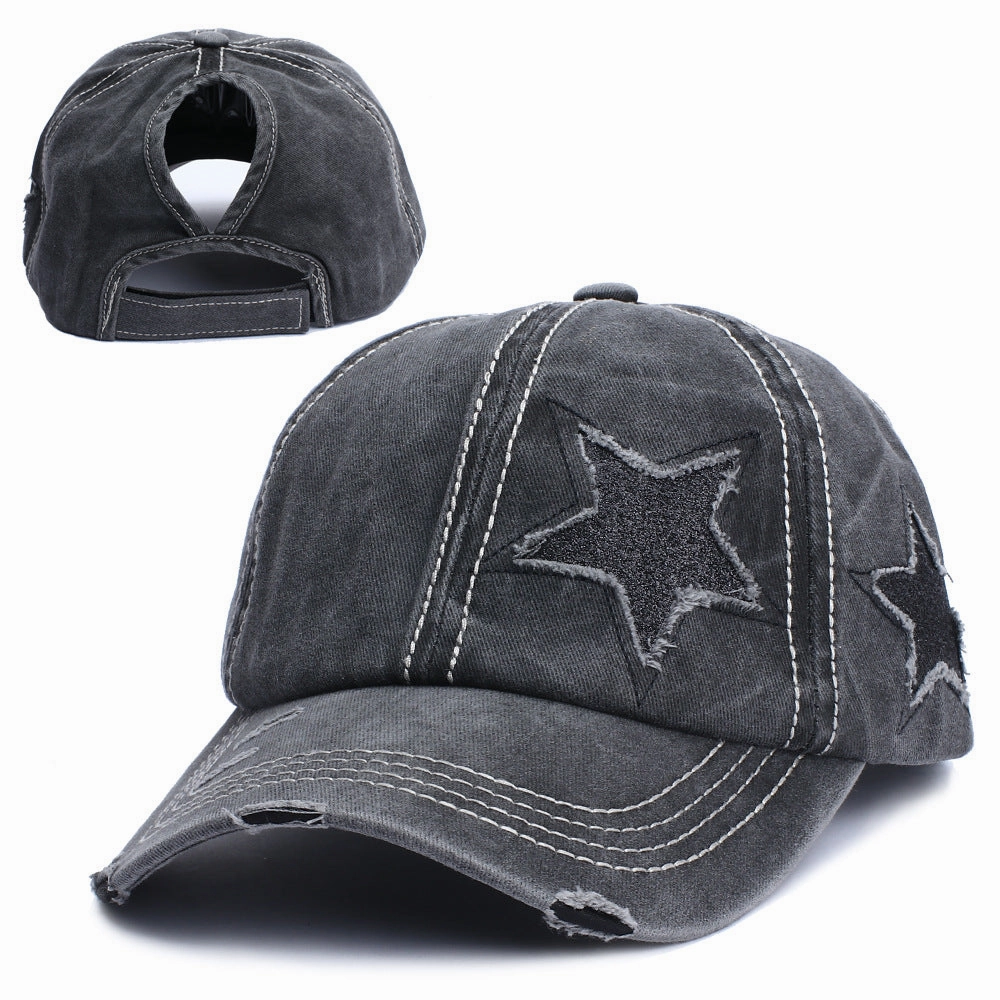 Wholesale Acrylic Fiber Boss Recommend Doing Old Ripped Five-Star Baseball Cap