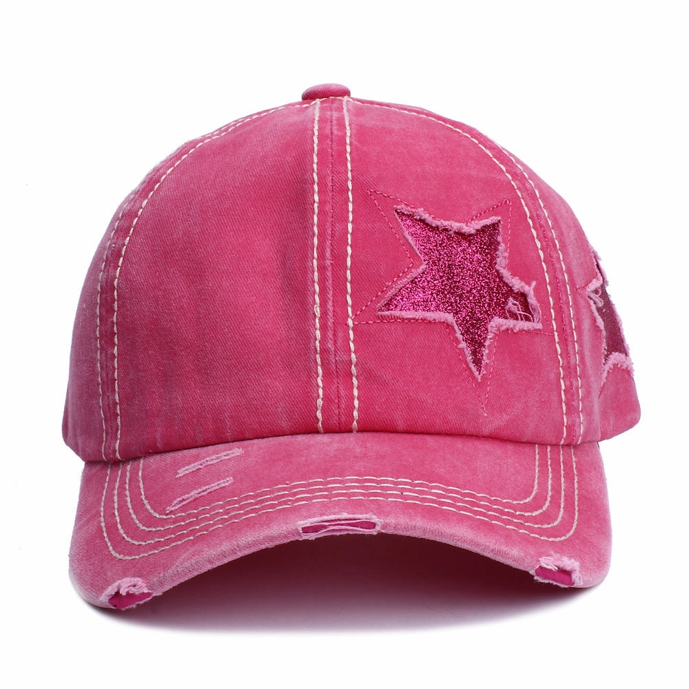 Wholesale Acrylic Fiber Boss Recommend Doing Old Ripped Five-Star Baseball Cap