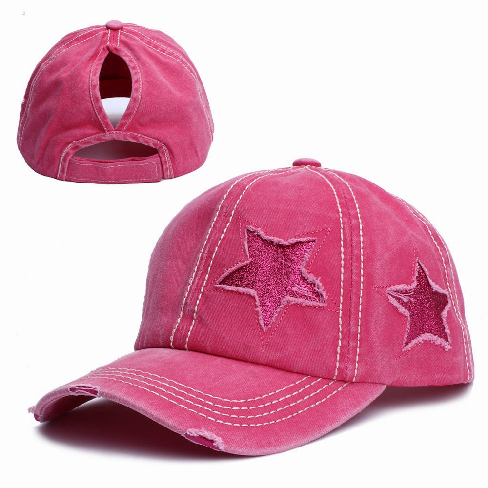 Wholesale Acrylic Fiber Boss Recommend Doing Old Ripped Five-Star Baseball Cap
