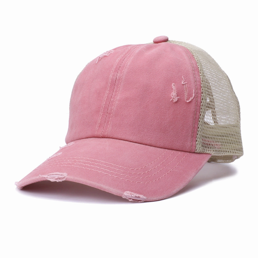 Wholesale Acrylic Fiber Boss Recommended Washed Ponytail Baseball Cap