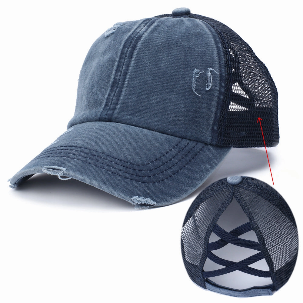Wholesale Acrylic Fiber Boss Recommended Washed Ponytail Baseball Cap