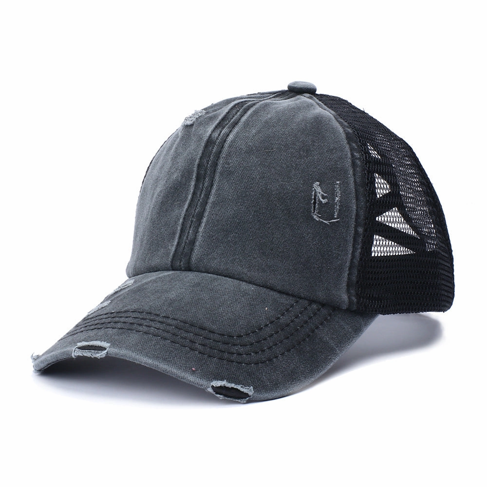 Wholesale Acrylic Fiber Boss Recommended Washed Ponytail Baseball Cap
