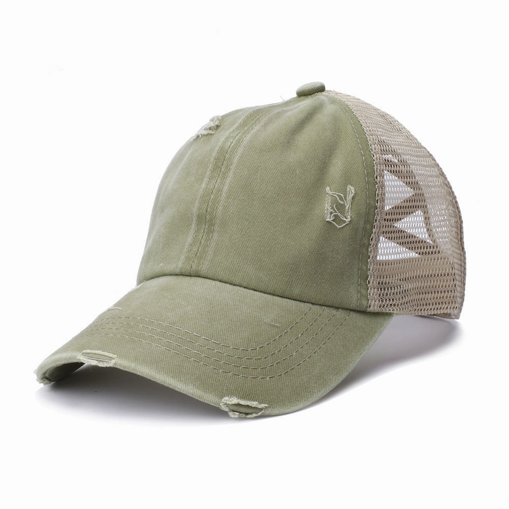 Wholesale Acrylic Fiber Boss Recommended Washed Ponytail Baseball Cap