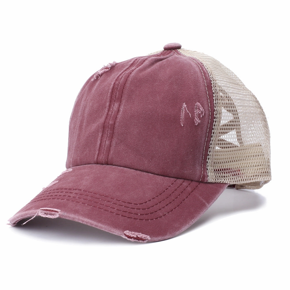 Wholesale Acrylic Fiber Boss Recommended Washed Ponytail Baseball Cap